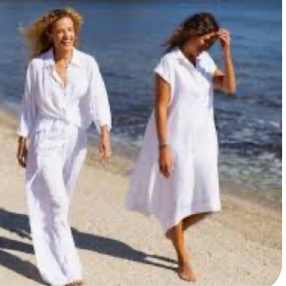 Maruca Novelo Asymmetrical Hem Midi Linen Dress in Ivory S NWOT - Picture 14 of 14